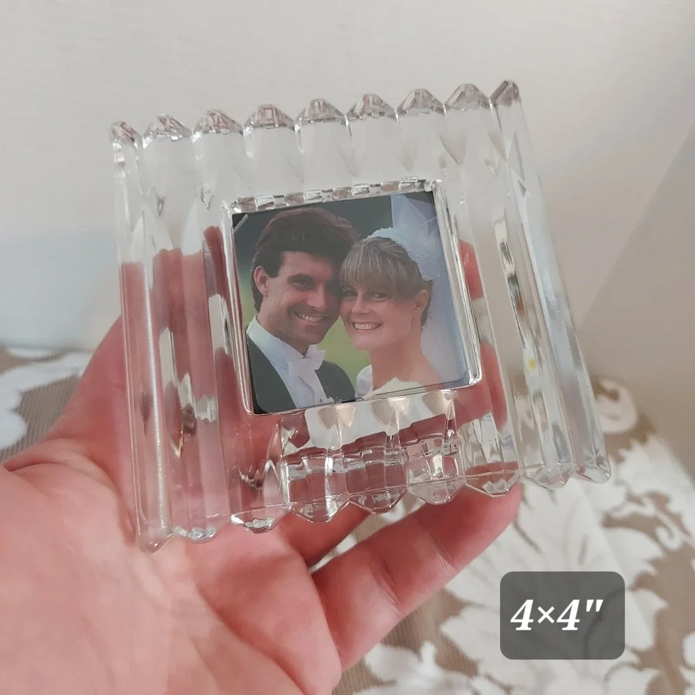 Mikasa Fame Crystal Picture Frame 2x2 Square Ribbed Clear Glass Japan QQ065/577